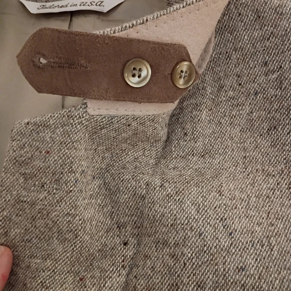 Stafford Tweed Blazer Mens 44L Tan Wool Elbow Patch Heritage Sport Coat Vintage